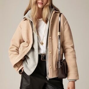 J crew sandstone Bouclé shirt-jacket